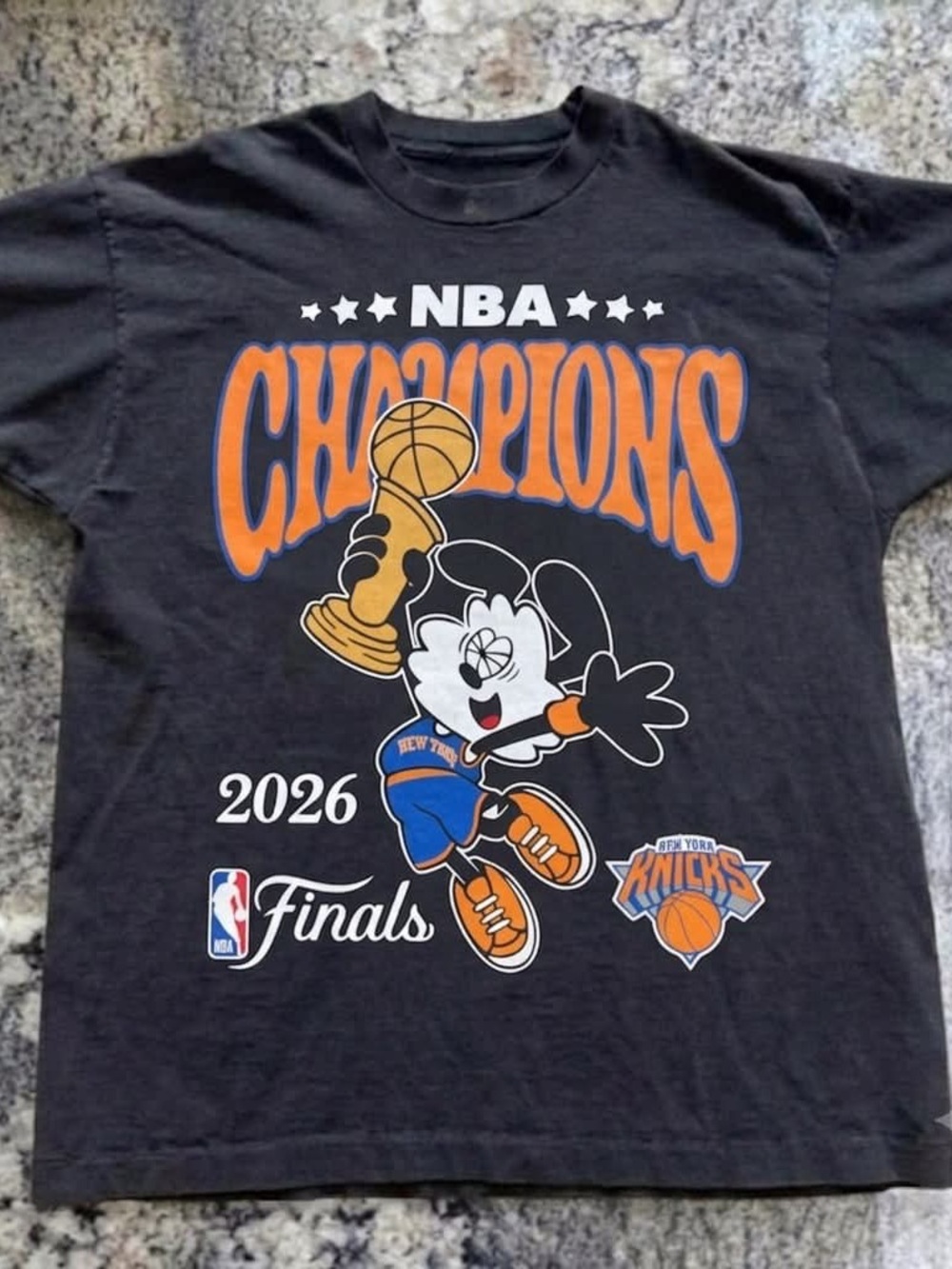 New York Knicks NBA Champions 2026 Black Graphic T-Shirt
